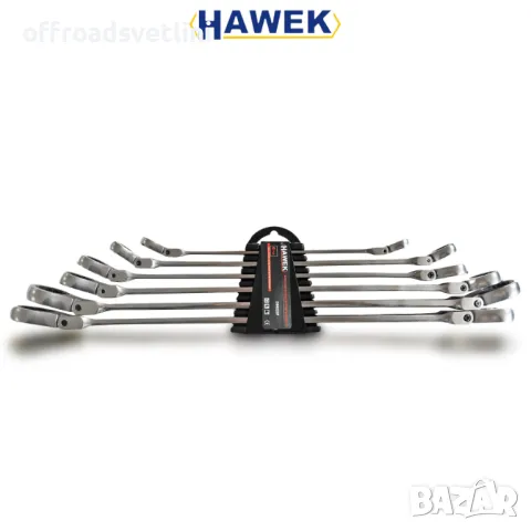 Комплект Удължени подвижни  ключове звезди с тресчотка 8-19мм HAWEK