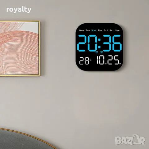 Цифров стенен часовник 7" LED с дистанционно управление, снимка 6 - Други стоки за дома - 49198148