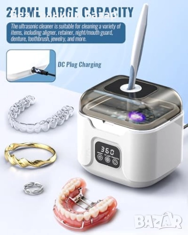 Нов Портативен ултразвуков почистващ апарат уред 240ml с LED и таймер , снимка 5 - Други - 52655410