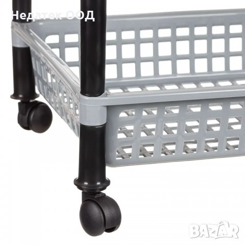 Етажерка с три рафта и колелца, 30х40х57см, сива, снимка 3 - Етажерки - 35718057