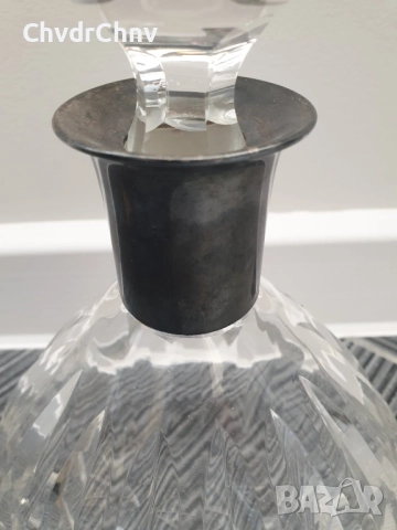 сребро 835/WTB Германия 19ти век/стара немска кристална гарафа 25см/шише с тапа, снимка 4 - Прибори за хранене, готвене и сервиране - 51467306