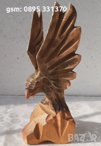 20 см Орел, фигура, птица дърворезба, пластика, статуетка, снимка 1 - Статуетки - 39750515