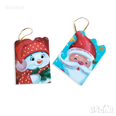 6267 Мини коледни картички с брокатени частици, 7 см, снимка 2 - Декорация за дома - 52373874