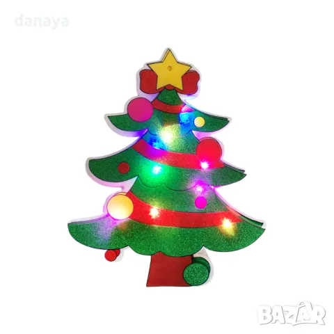 5296 Светеща коледна украса за стена Дядо Коледа Елха Снежко, 19 см, снимка 2 - Декорация за дома - 47605397