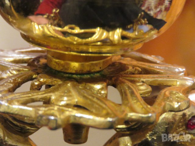 Старинно бронзово руско православно висящо кандило с двуглав орел  и позлата с меч и държава в нокти, снимка 16 - Антикварни и старинни предмети - 35774337