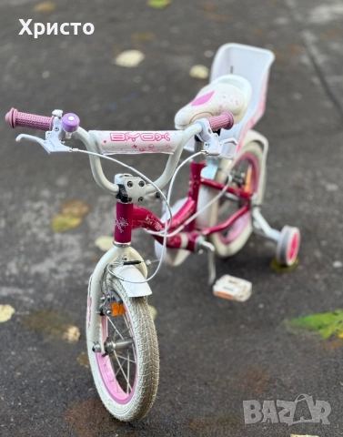 Велосипед за момиче 14" Flower Pink, с помощни колела, снимка 3 - Велосипеди - 52395211