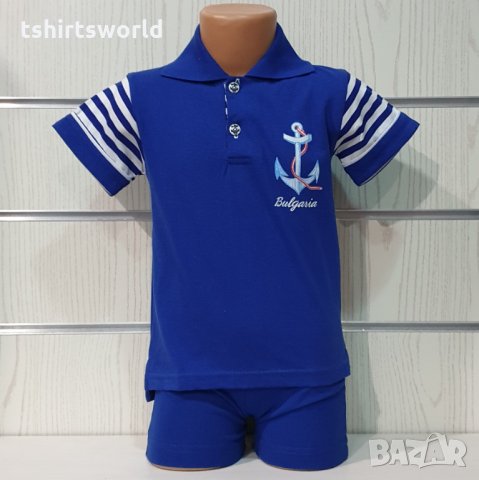 Ново детско тъмносиньо комплектче: тениска с яка и Котва + шорти, 3-4 години, снимка 5 - Детски комплекти - 33898583