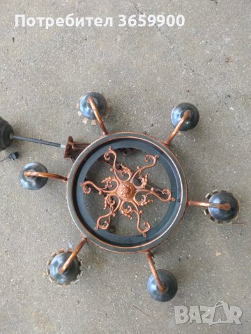 Полилей ,6-ца,от 80-те, с медни орнаменти