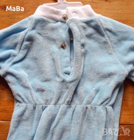 Английски бебешки ПЛЮШЕН РОМПЪР /6-12мес/, бродерия, розов и син, снимка 5 - Бебешки гащеризони - 42492395