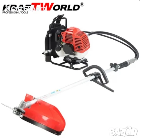 Гръбен бензинов тример за трева KraftWorld + Метална Верижна Глава, снимка 6 - Градинска техника - 50549743