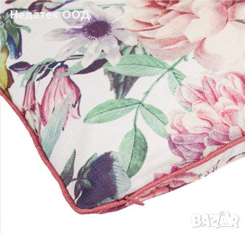 Декоративна възглавница, Флорална, 45x45см, Бял/ розов, снимка 2 - Възглавници - 41017205