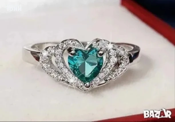Зелен Цирконий Нов Дамски Сребърен Пръстен 