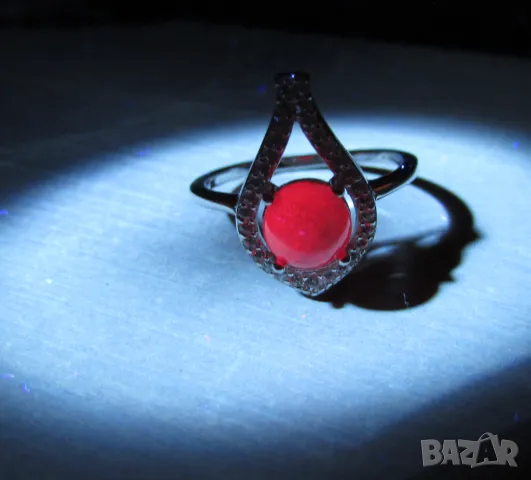 925 сребърни обеци и пръстен с рубин подходящи за подарък , снимка 4 - Бижутерийни комплекти - 50079947