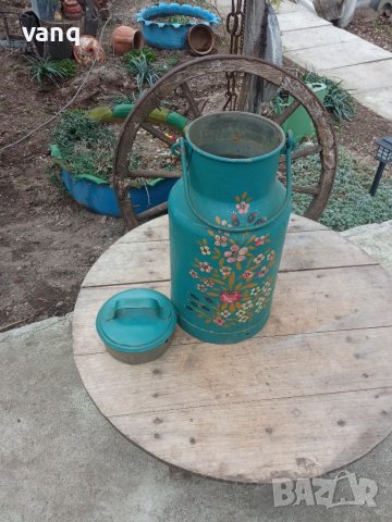 Стар немски рисуван гюм за мляко, снимка 1