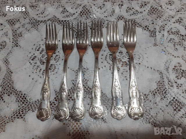 Стари антикварни посребрени прибори вилици 6 бр. маркирани