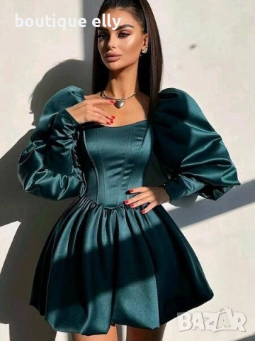 къса сатенена рокля , снимка 2 - Рокли - 52135156