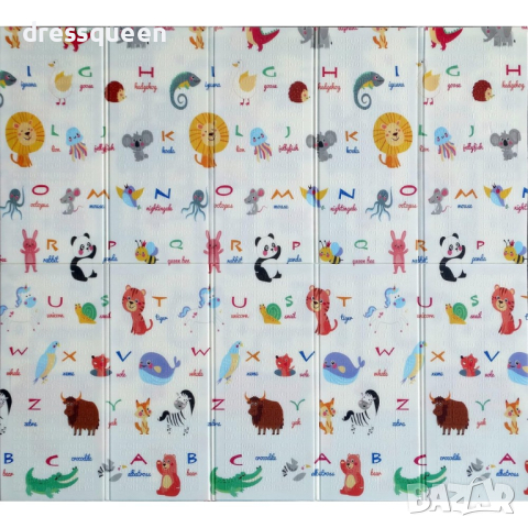4134 Сгъваемо детско килимче за игра, топлоизолиращо 180x200х1см - модел Животни в самолет и азбука, снимка 11 - Други - 44793278