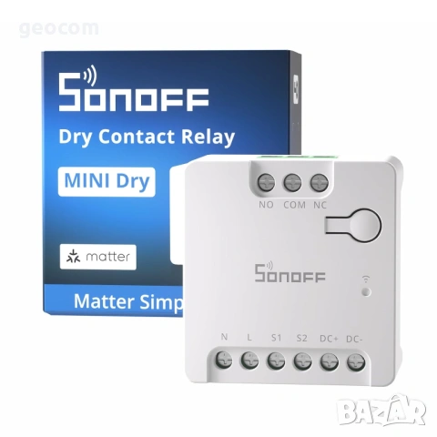 SONOFF MINI-D Smart реле, Wi-Fi, AC/DC, 12-48V, dry contact (Бял)