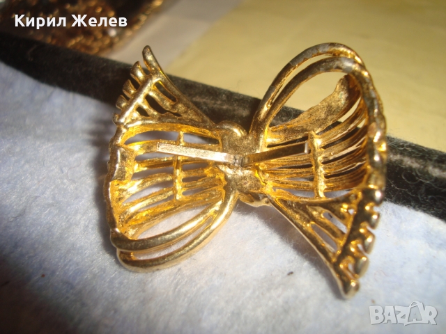 СТАРА ПОЗЛАТЕНА БРОНЗОВА ПАНДЕЛКА АРТ НУВО БИЖУ АПЛИКАЦИЯ БРОШКА 14464, снимка 2 - Антикварни и старинни предмети - 36095091