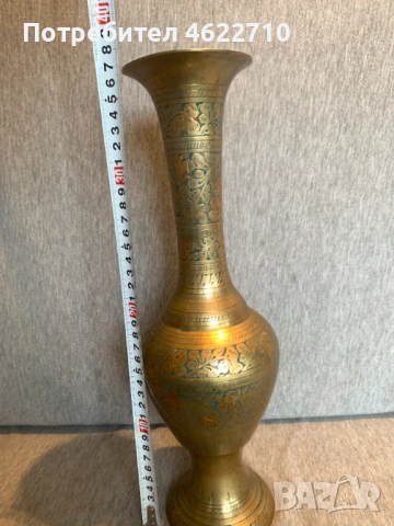 стара  гравирана месингова ваза  2, снимка 3 - Антикварни и старинни предмети - 53584387
