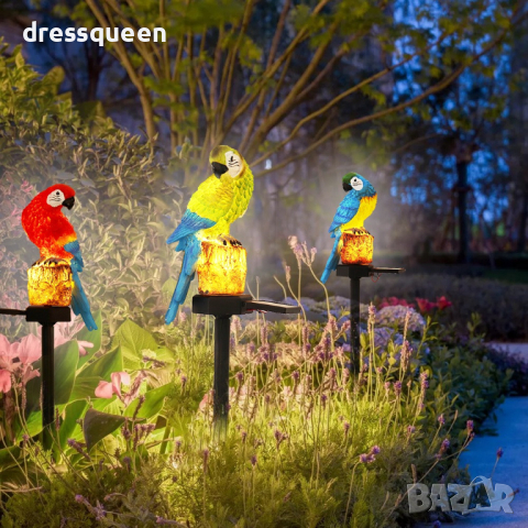 3951 Соларна лампа за градина двор с форма на Папагал, снимка 3 - Соларни лампи - 44566584