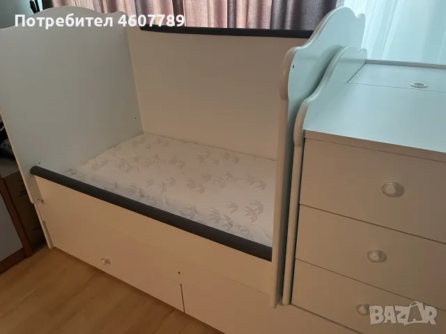 Трансформиращо се детско легло Arbor Baby & Junior (Бяло) + Матрак