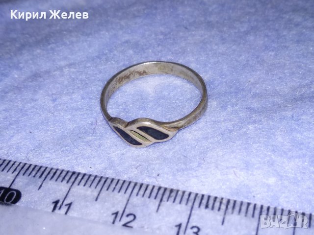 СТАР ЕМАЙЛИРАН СРЕБЪРЕН НЕЖЕН РЕТРО АРТ ПРЪСТЕН СРЕБРО 925 с ОКСИДАЦИЯ 36620, снимка 6 - Пръстени - 39976701