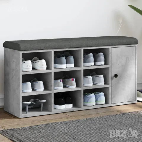 vidaXL Пейка за обувки, бетонно сив, 102x32x50 см, инженерно дърво, снимка 2 - Маси - 56148120