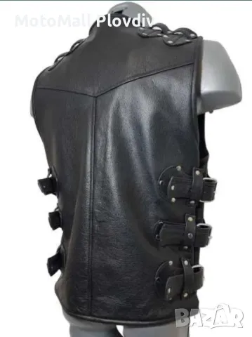елек Рокерски кожен елек motomall 2019! кожа рокер чопър мото мотор, снимка 3 - Аксесоари и консумативи - 49206380