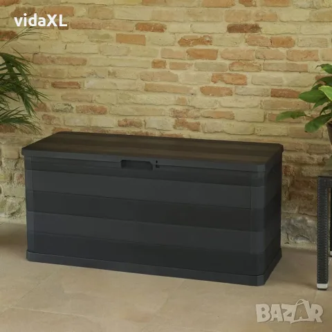 vidaXL Градинска кутия за съхранение, черна, 117x45x56 см, снимка 5 - Ракли - 56147496
