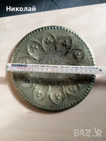 Старинна ръчно кована медна чиния , снимка 3 - Антикварни и старинни предмети - 48849278