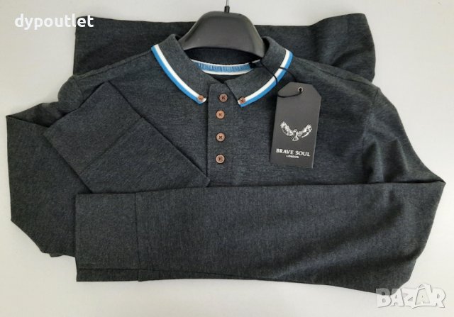 Мъжка памучна блуза с яка и цепка с копчета BRAVE SOUL ,размери -M, L, XL и XXL.     