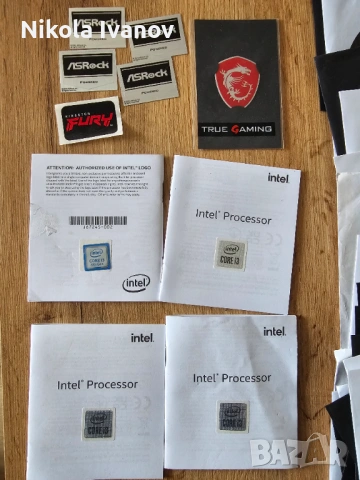 Лот стикери, дискове и упътвания intel, asrock, MSI, gigabyte, Asus, Kingston fury, , снимка 2 - Други - 53221069