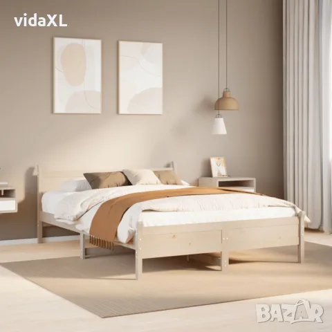 vidaXL Рамка за легло без матрак, 140x190 см, масивна чамова дървесина, снимка 2 - Спални и легла - 56148270