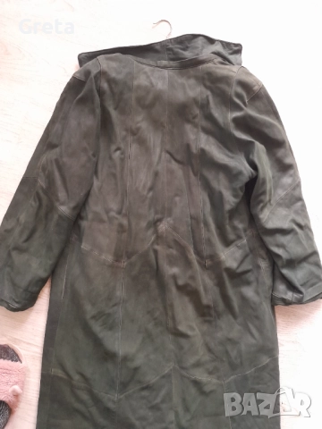 Зелено палто естествена кожа, снимка 3 - Палта, манта - 52416830