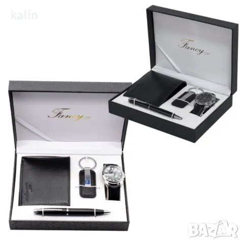 Елегантен мъжки комплект – Часовник, портфейл, химикал и ключодържател, снимка 2 - Други - 49467333