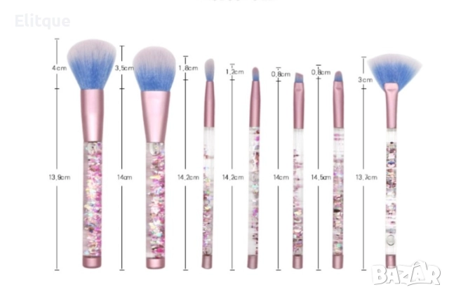 Четки за грим  с кристални дръжки -  7 броя HZS86, снимка 7 - Други - 52820405