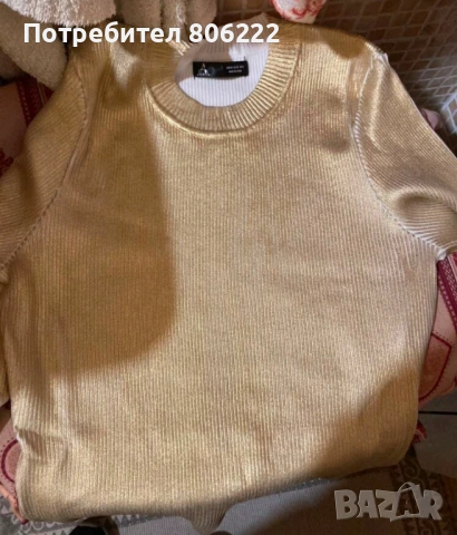 Блуза плетево златна, снимка 3 - Блузи с дълъг ръкав и пуловери - 53162618