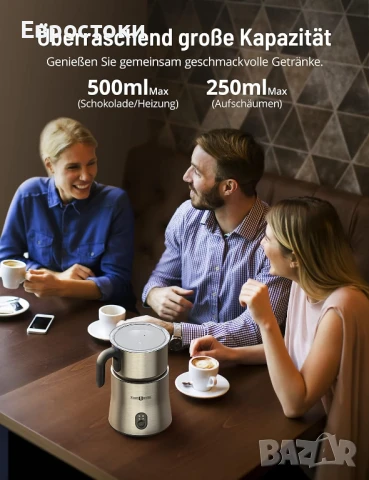 Paris Rhône Електрически индукционен пенообразувател за мляко 4 в 1, 500 мл., подходящ за съдомиялна, снимка 4 - Кафемашини - 50716354