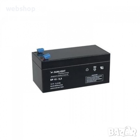 Акумулаторна оловна батерия SUNLIGHT 12V 3,3AH 134х67х61mm - Захранване на лодки за стръв, снимка 1