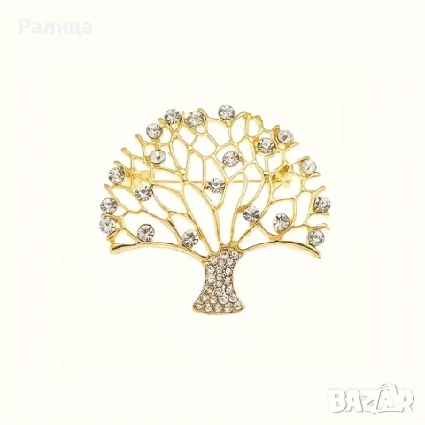 Нова брошка "Дървото на живота" с камъни тип "Сваровски", снимка 5 - Колиета, медальони, синджири - 51788393