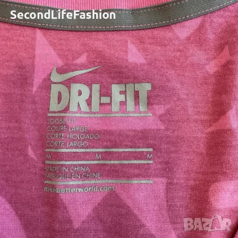 Дамска тениска Nike Dry Fit размер М розова, снимка 2 - Тениски - 55817598