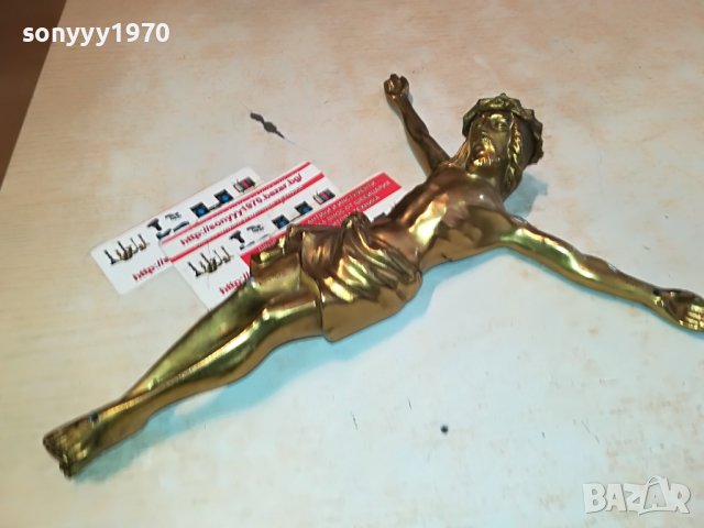 ХРИСТОС-МЕД/МЕСИНГ-25Х22СМ-ВНОС ГЕРМАНИЯ 0201231113, снимка 4 - Антикварни и старинни предмети - 39159097