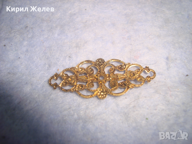 СТАРА ПОЗЛАТЕНА ФИЛИГРАННА БРОНЗОВА АРТ ДЕКО СТАРИННА АПЛИКАЦИЯ УКРАШЕНИЕ 26284, снимка 4 - Антикварни и старинни предмети - 36359421