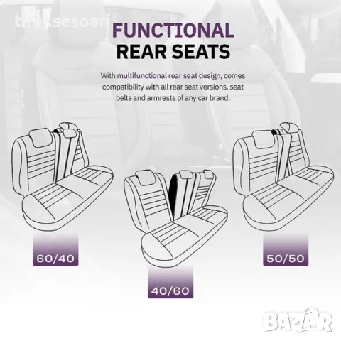 Комплект 4 седалки LUX Сива Тапицерия за седалки Comfortline CMF206, снимка 5 - Аксесоари и консумативи - 49959715