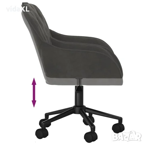 vidaXL Въртящ се офис стол, тъмносив, кадифе, снимка 6 - Столове за офис - 56147113