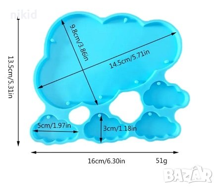 Пано облак с облачета облаци силиконов молд форма фондан смола гипс основа декор , снимка 2 - Форми - 42332459