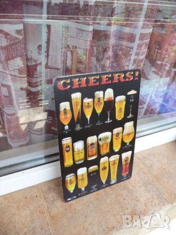 Наздраве метална табела бира светло тъмно пиво чаши барче бърлога, снимка 2 - Декорация за дома - 42594219
