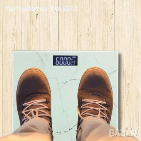 Кантар за тегло дигитален,батерии 2хААА, LCDекран, 180кг., черен, звезди, бял мрамор, снимка 6 - Други спортове - 51487794