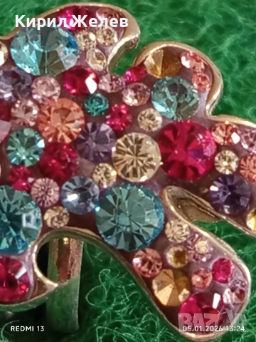 Модерен Арт сребърен пръстен декориран с Аквамарин и Робини изящен скъпоценен 51804, снимка 4 - Пръстени - 52987162